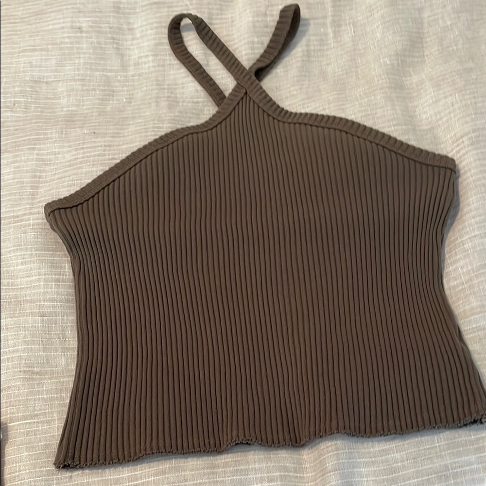 T.La olive Ribbed Tank Top